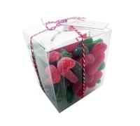 BUMBLEDUKES CHRISTMAS SWEETS CUBE: STRAWBERRY FLAVOUR CANDY CANE SHAPED FROSTED JELLIES SWEET GIFT
