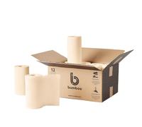 Bumboo |100% Bamboo Unbleached Kitchen Rolls | Pack of 12 Rolls (2-Ply) | Multipurpose, Plastic-Free, Eco-Friendly, Super Absorbent, Strong & Sustainable