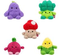 BumBumz 4.5-inch RootBumz Plush 5-Pack - Stan Mushroom, Ronnie Radish, Bobby Broccoli, Colby Corn, and Erinn Eggplant Collectible Stuffed Toys - From The Makers of Original Squishmallows