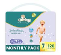 Bumbyy Leak-Proof Pull Ups Size 7 - Ultra-Absorbent Soft & Thin Baby Nappies for Sensitive Skin | 126 Baby Diapers | Hypoallergenic & Dermatologically Tested 12 hr Dry Nappy Pants (15+kg, 33+lbs)