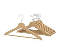 BUMERANG Non-Slip Heavy Duty Hanger Solid Wood Natural Clothes Trouser Shirts Wardrobe Rail Hangers 8 Pack