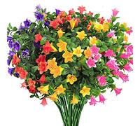 Bumhar Artificial Flowers Fake Plastic Outdoor for Grave Cemetery Flower Arrangements Decor UV Resistant 6 Bundles(Multicolor)
