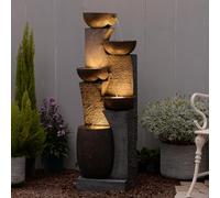 Bumilgar 130cm Large Garden Water Features Outdoor Fountains With LED Lights Pump, 4 Tier Electric Cascading Waterfall Fountain for Patio, Backyard, Deck, Porch and Home Art Decor