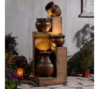 Bumilgar 135cm Large Garden Water Features Outdoor Fountains With LED Lights Pump, 4 Tier Electric Cascading Waterfall Fountain for Patio, Backyard, Deck, Porch and Home Art Decor