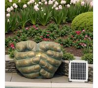 Bumilgar 31cm Solar Water Fountain, Outdoor Zen Buddha's Hand Bubbling Water Feature with LED Lights, Suitable for Garden, Terrace, Backyard, Deck, Porch and Outdoor Decoration, Gold.