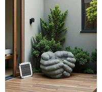 Bumilgar 31cm Solar Water Fountain, Outdoor Zen Buddha's Hand Bubbling Water Feature with LED Lights, Suitable for Garden, Terrace, Backyard, Deck, Porch and Outdoor Decoration, Grey.