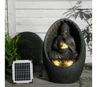 Bumilgar 40 CM Garden Solar Water Features, Zen Buddha Water Fountain Outdoor and Waterfalls with Lights for Patio, Backyard, Deck, Porch and Home Art Decor, Black