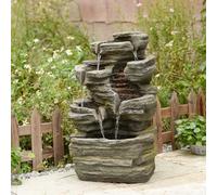 Bumilgar - 6 Tier Waterfall Rock Water Fountain for Garden Patio Patio Deck, Porch and Home Decor, 24.4 Inch Tall Outdoor Fountain with Lights