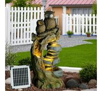 Bumilgar 87 CM Outdoor Garden Water features, 3 Tier Cascading Wood Owls Waterfall Fountain with Lights for Garden, Patio, Backyard, Deck, Porch and Home Art Decor