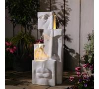 Bumilgar 89CM Garden Water Features with LED Lights, 3-Tier Modern Resin Plaster Cast Outdoor&Indoor Water Fountain for Yard, Balcony, School, Patio, Home Decor, White