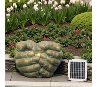 Bumilgar Elegant Solar Water Fountain With Led Lights 31Cm Gold Buddha's Hand For Garden Terrace And Outdoor Decoration