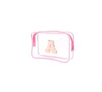 Buminee Clear Bags for Travel Essentials, Clear Toiletry Bag with Chenille Letters, Waterproof Cosmetic Travel Bag Portable with Zipper, Makeup Storage Organizer for Women & Men, pink, A