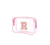 Buminee Clear Bags for Travel Essentials, Clear Toiletry Bag with Chenille Letters, Waterproof Cosmetic Travel Bag Portable with Zipper, Makeup Storage Organizer for Women & Men, pink, R