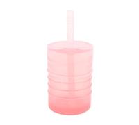 Bumkins Baby and Toddler Cups, Sippy Cup with Straw, Spill Proof, Transition Cup for Babies Ages 1 Year, Safely Sip from Lid, Straw or Cup, First Year Supplies, Platinum Silicone, Holds 7oz, Pink