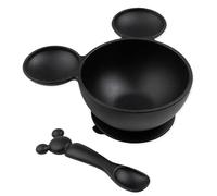 Bumkins Baby Bowls, Disney Mickey Mouse Silicone Baby Feeding Set, Suction Bowls for Baby and Toddler with Spoon, First Feeding Set, Platinum Silicone Bowl for Babies 4 Months