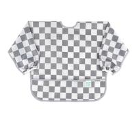 Bumkins Baby Sleeved Bib, Charcoal Check, 6-24 Months