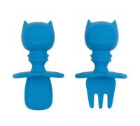 Bumkins Chewtensils Silicone Baby Spoon and Fork - Batman Blue - 2 Pieces