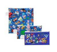 Bumkins - Cloth Snack & Sandwich Bags - For Storage, Travel, Food Prep, Lunch - Reusable, Water Resistant, Dishwasher Safe - Snack Bags for Kids - Zipper Closure - Disney 100 Years Celebration -3 Pack