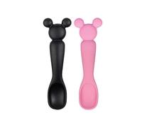 Bumkins Disney Baby Utensil Set, Silicone Trainer Spoons for Dipping, Soft Tip, Self-Feeding, Chew, Baby Led Weaning, First Year Training Supplies, Essentials in Eating, 4 Mos, 2-pk Minnie Mouse