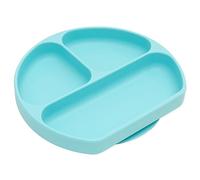 Bumkins Grip Dish, Suction Plate, Divided Baby-Led Weaning Plate, BPA Free, Microwave/Dishwasher/Freezer Safe, 100% Silicone, Light Blue