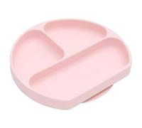 Bumkins Grip Dish, Suction Plate, Divided Baby-Led Weaning Plate, BPA Free, Microwave/Dishwasher/Freezer Safe, 100% Silicone, Pink