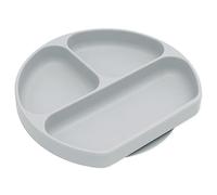 Bumkins Silicone Grip Dish, Suction Plate, Divided Plate, Baby Toddler Plate, BPA Free, Microwave Dishwasher Safe - Grey