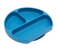 Bumkins Silicone Grip Dish, Suction Plate, Divided Plate, Baby Toddler Plate, BPA Free, Microwave Dishwasher Safe - Deep Blue