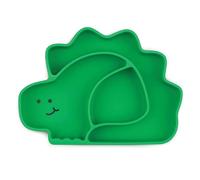 Bumkins Silicone Grip Dish, Suction Plate, Divided Plate, Baby Toddler Plate, BPA Free, Microwave Dishwasher Safe - Green Dino