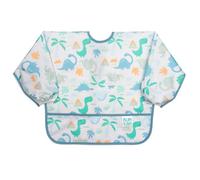 Bumkins Sleeved Bib, Handy Tie Closure for Custom Fit, Catch-All Pocket, Baby-Led Weaning, Waterproof, Machine Washable, Stain & Odour Resistant, BPA Free, 6-24 Months, Dinosaur Design