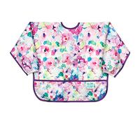 Bumkins Sleeved Bib, Handy Tie Closure for Custom Fit, Catch-All Pocket, Baby-Led Weaning, Waterproof, Machine Washable, Stain & Odour Resistant, BPA Free, 6-24 Months, Watercolour Design