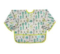 Bumkins Sleeved Bib, Handy Tie Closure for Custom Fit, Catch-All Pocket, Baby-Led Weaning, Waterproof, Machine Washable, Stain & Odour Resistant, BPA Free, 6-24 Months, Cacti Design
