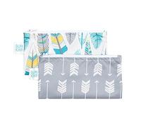 Bumkins Snack Bags, Reusable Fabric, Washable, Food Safe, BPA Free - Arrows & Feathers (2-Pack)