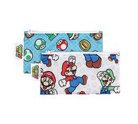 Bumkins Snack Bags, Reusable Fabric, Washable, Food Safe, BPA Free - Nintendo Mario & Luigi (2-Pack)