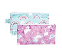 Bumkins Snack Bags, Reusable, Washable, Food Safe, BPA Free, 2-Pack - Unicorns & Rainbows