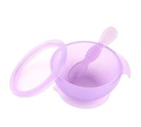 Bumkins Suction Silicone Baby Feeding Set, Bowl, Lid, Spoon, BPA-Free, Purple Jelly