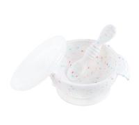 Bumkins Suction Silicone Baby Feeding Set, Bowl, Lid, Spoon, BPA-Free, Vanilla Sprinkle