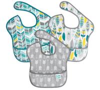 Bumkins SuperBib, Adjustable Hook & Loop Closure, Catch-All Pocket, Baby-Led Weaning, Waterproof, Machine Washable, Stain & Odour Resistant, BPA Free, 6-24 Months, 3-Pack, Arrows, Feather, Quill