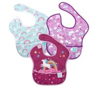 Bumkins SuperBib, Adjustable Hook & Loop Closure, Catch-All Pocket, Baby-Led Weaning, Waterproof, Machine Washable, Stain & Odour Resistant, BPA Free, 6-24 Months, 3-Pack, Believe, Unicorns, Rainbows