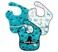 Bumkins SuperBib, Adjustable Hook & Loop Closure, Catch-All Pocket, Waterproof, Machine Washable, Stain & Odour Resistant, BPA Free, 6-24 Months, 3-Pack, Feed Me Bear, Wildlife, Outdoors Design