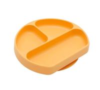 Bumkins Toddler and Baby Suction Plate, Divided Grip Dish for Babies and Kids, Baby Led Weaning, Feeding Supplies, Sticks to Tables and Highchairs, Platinum Silicone, for Chidren 6 Months, Tangerine