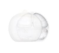 Bumkins Toddler and Baby Suction Plates, Silicone Grip Dish with Lid for Babies and Kids, Baby Led Weaning, Baby Feeding Supplies, Platinum Silicone or Babies 6 Months