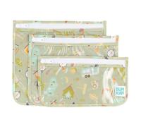 Bumkins TSA Approved Toiletry Bag, Travel Bag, Quart Zip Pouch, Clear Sided, PVC-Free, Vinyl-Free, Set of 3 - Camp Gear