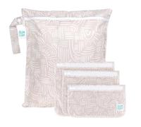 Bumkins Waterproof Bag and Wet Dry Clutch Bag for Baby Travel Swim Suit Cloth Diapers Pump Parts Pool Gym Clothes, Boho Beige 4 Pack, Modern