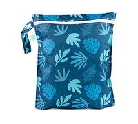 Bumkins Waterproof Wet Bag, Washable, Reusable for Travel, Beach, Pool, Stroller, Diapers, Dirty Gym Clothes, Wet Swimsuits, Toiletries, 12x14 - Blue Tropic