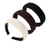 Bumlofa Pack of 3 Knitted Wide Headbands, Winter Headbands, Soft and Comfortable Alice Bands, Elegant, Warm Hair Accessories for Everyday Use, Work and Styling