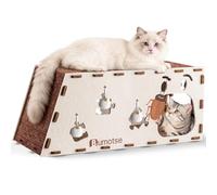 BUMOTSE Felt Cat Cave House for Indoor Cats with Catnip Toy, Large Cat Bed Tunnel for Scratching Play, No-Tool Assemble Warm Silent Cat House for Large Cats Up to 22lb, Durable and Washable, Cream