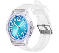 Bumotse Waterproof Digital Analog Watch for Women with Rainbow Cat-Eye Dial, 36mm Ultra-Lightweight Sport Wristwatch, 3ATM Water Resistant & Easy-Read Numbers for Casual Daily Wear, Blue, Fashion