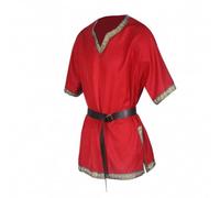 BUMOVJEROM Men's Medieval Knight Tunic Renaissance Viking Costume Warrior Halloween Tops, Red, XL