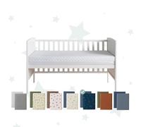 Bump and Beyond Baby Cot Mattress 140x70x15cm + Pack of 2 Dino and Dark Blue Jersey Cotton Fitted Sheet Bundle - Firm, Breathable, Waterproof, Hypoallergenic, Washable, Safe Sleep for Toddlers