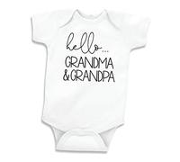 Bump and Beyond Designs Hello Grandma and Grandpa Baby Announcement Gift Grandparents, White, 0-3 Months